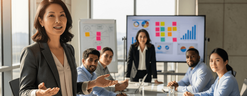 emotional-intelligence-for-women-leaders-hero Emotional intelligence for women leaders—female executive guiding a team discussion with empathy and confidence.