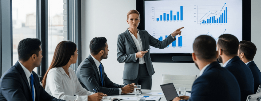 CEO demonstrating fearless leadership in boardroom meeting CEO demonstrating fearless leadership in boardroom meeting