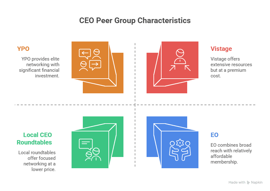 Types of CEO Peer Groups_ Traditional Networks vs. Modern Masterminds - visual selection Types of CEO Peer Groups: Traditional Networks vs. Modern Masterminds